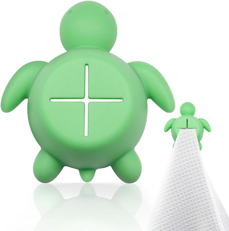 Mhfpl Funny Sea Turtles Adhesive Wall Mount Hand Towel Hook for Camper Refrigerator Cabinet Kitchen Bathroom Wall Dishwasher, Cute Sea Turtles Push Dish Towel Hooks, Small Dish Rag Holder - Image 1